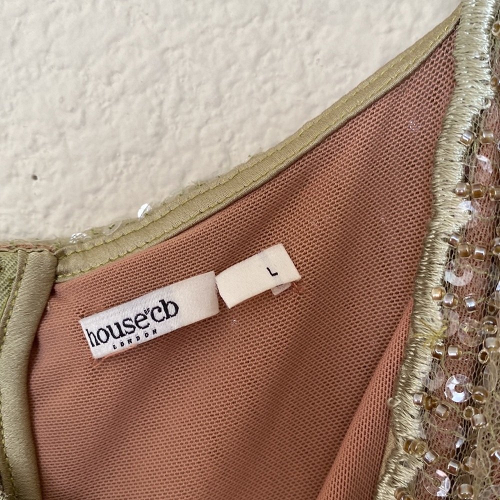 LIMITED EDITION House of CB 'Alondra' Cafe Au Lait Beaded Maxi Dress NWOT size L - Picture 6 of 16